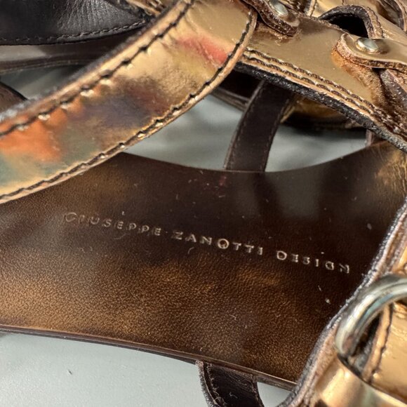 Giuseppe Zanotti Leather Gladiator Sandals in Rose Gold, Size 38.5 - Picture 12 of 16